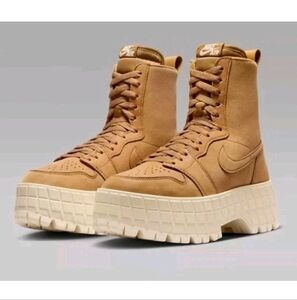 New Womens Size 11 Nike Air Jordan 1 Brooklyn Boots Wheat FJ5737-700